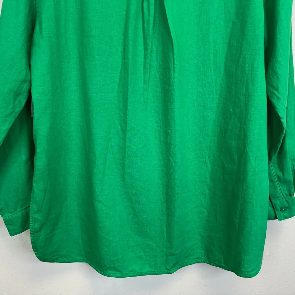 Old Navy Women’s M Vibrant Kelly Green Linen Button Down Shirt St. Patrick’s Day - Picture 11 of 11